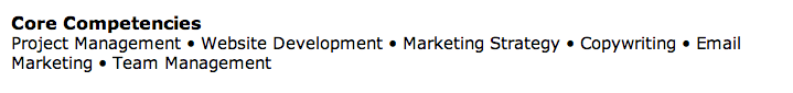 Resume core competencies example