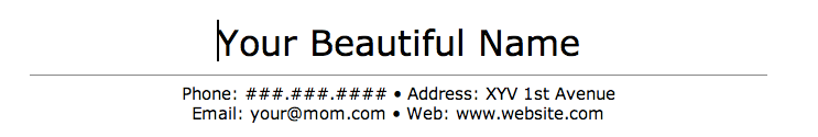 Resume header template